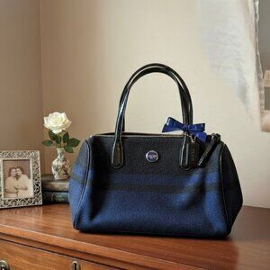 Coach Navy + Black Wool / Patent Trim Satchel – Rare Winter Edition